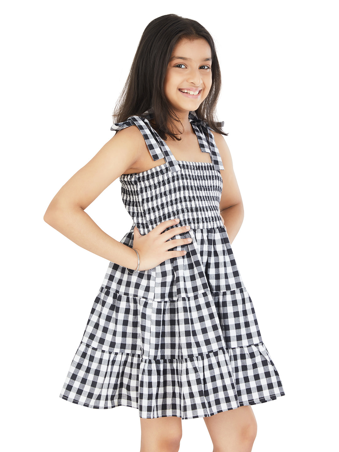 Olele® CINDY DRESS - BLACK AND WHITE CHECK