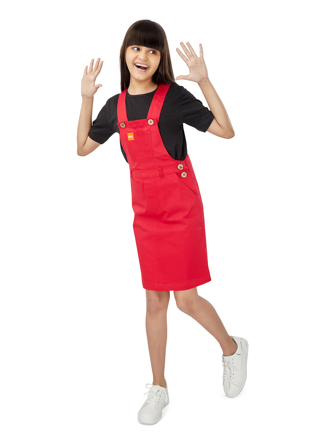 Olele® Girls Dungaree Dress - Tomato Red