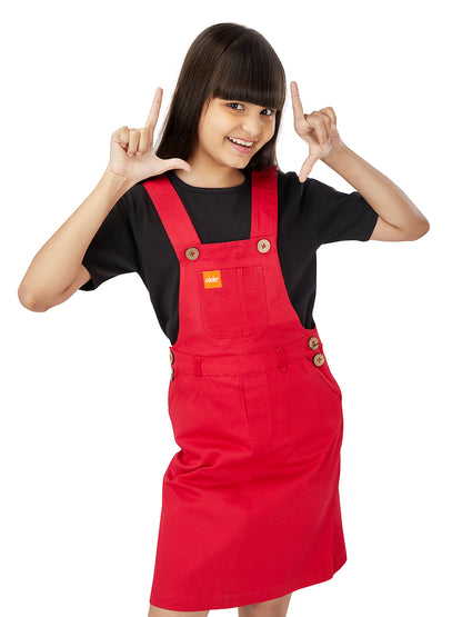 Olele® Girls Dungaree Dress - Tomato Red