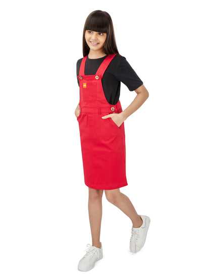 Olele® Girls Dungaree Dress - Tomato Red