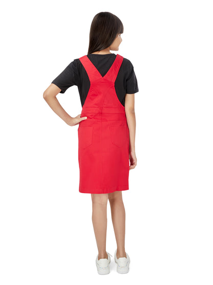 Olele® Girls Dungaree Dress - Tomato Red