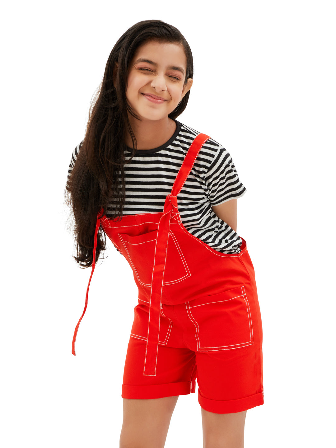 Olele® Firangi Romper - Red Cotton Twill