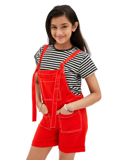 Olele® Firangi Romper - Red Cotton Twill