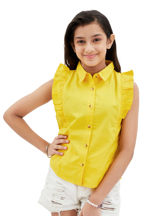 Olele® Regina Ruffle Shirt - Turmeric Yellow