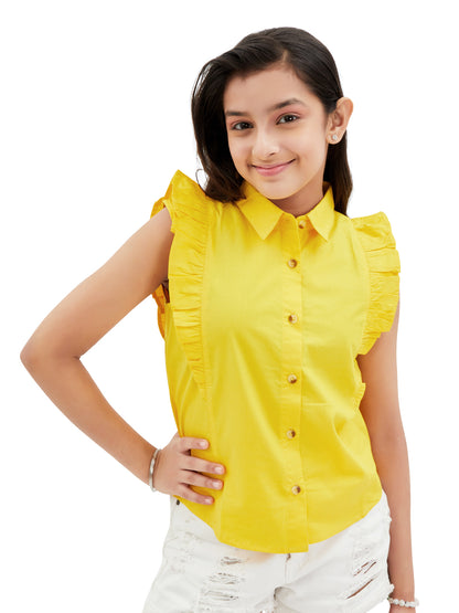 Olele® Regina Ruffle Shirt - Turmeric Yellow