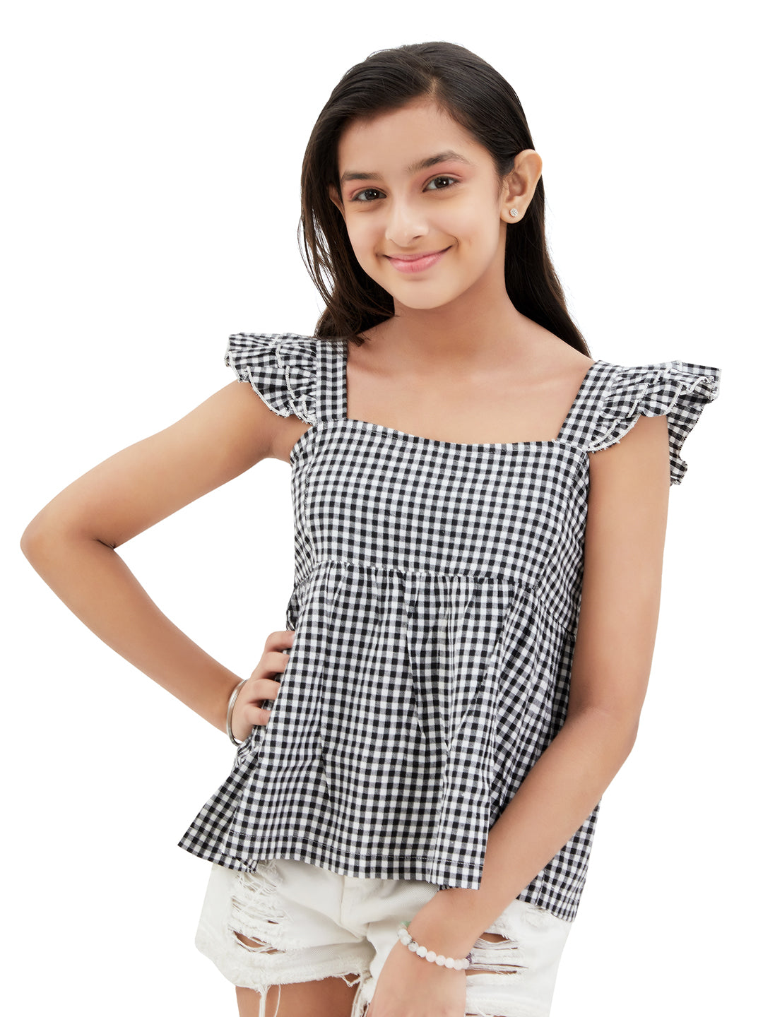 Olele® Takila Top - Black and White Cotton Gingham