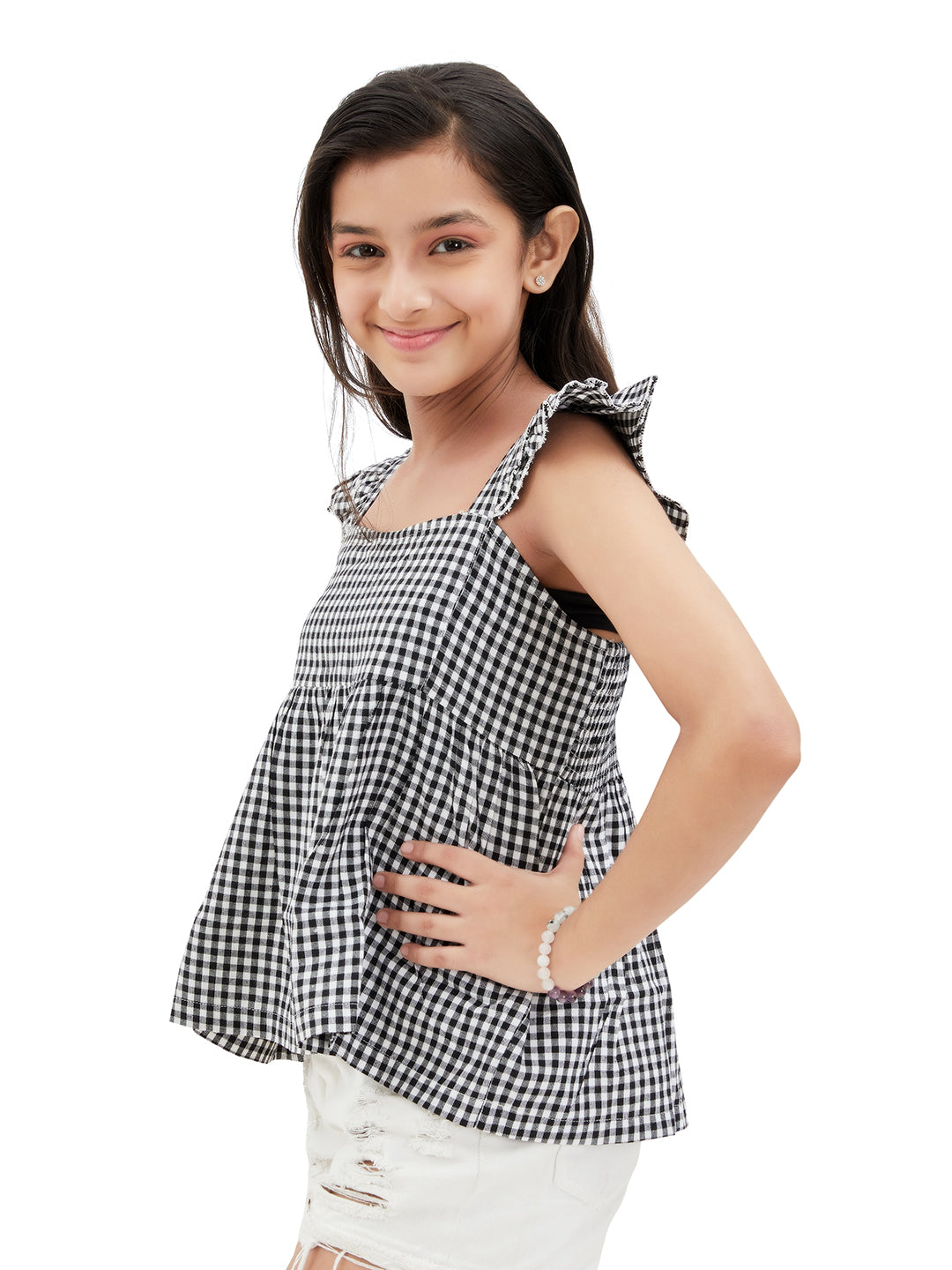 Olele® Takila Top - Black and White Cotton Gingham