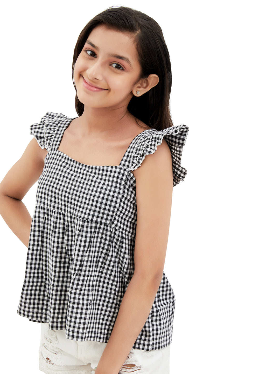 Olele® Takila Top - Black and White Cotton Gingham