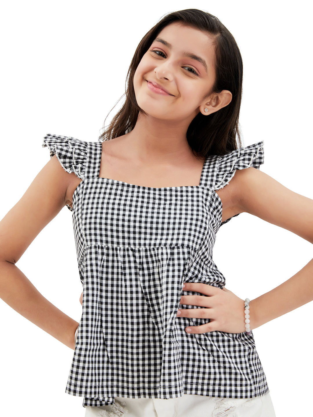 Olele® Takila Top - Black and White Cotton Gingham