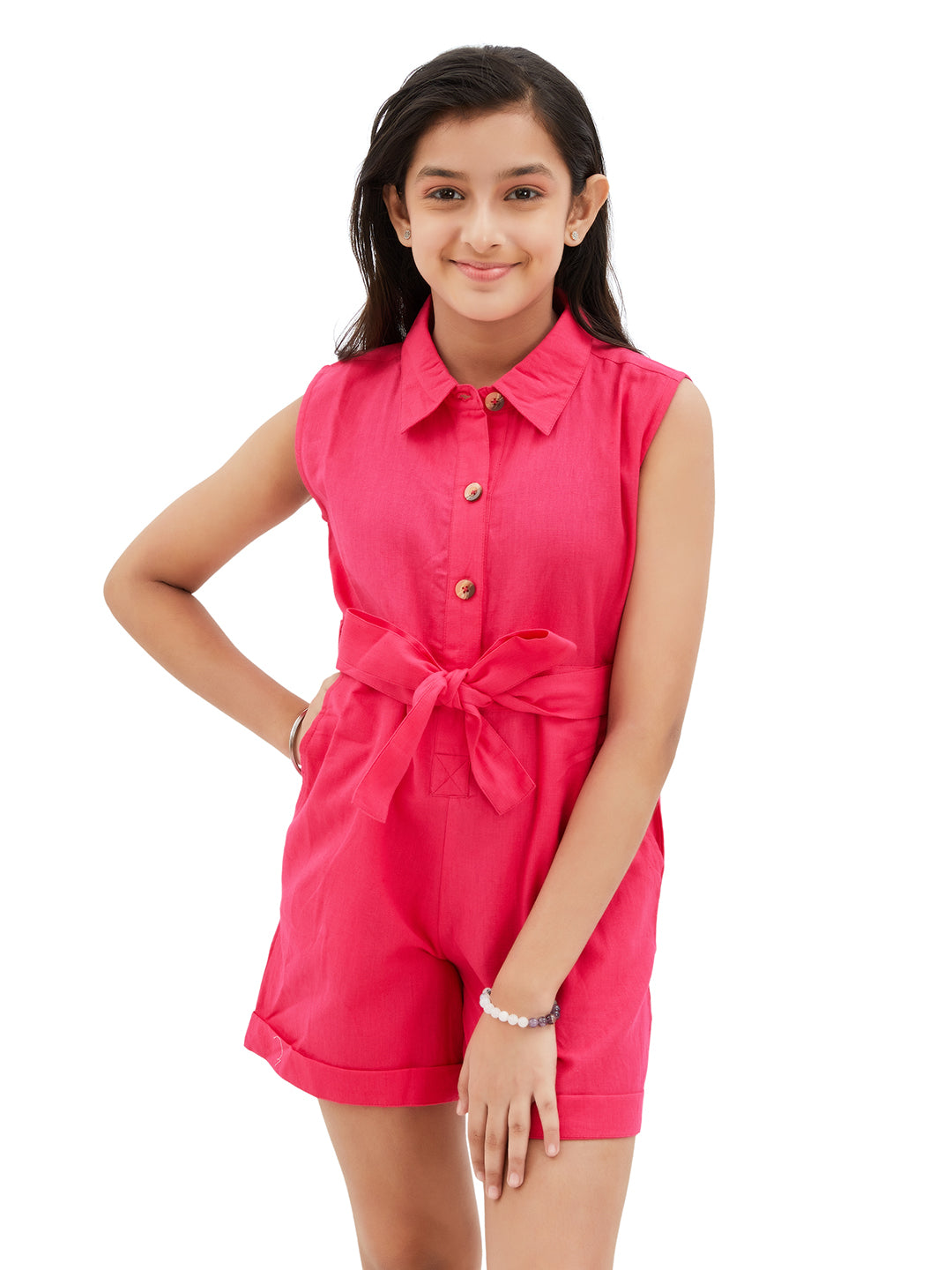 Olele® Romi Romper - Pink Cotton Linen