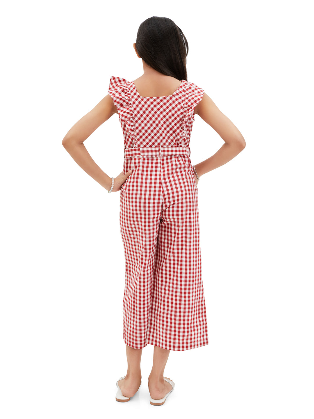 Olele® June Jumpsuit - Red and White Gingham Check