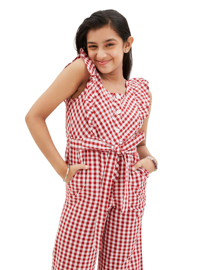 Olele® June Jumpsuit - Red and White Gingham Check