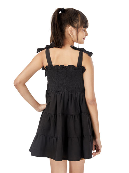 Olele® Cindy Smocked Dress - Black Rayon