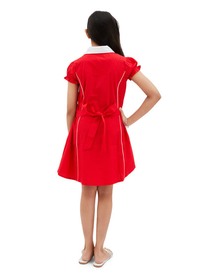 Olele® Bombay Dress with Peter Pan Collar - Apple Red