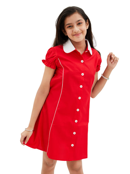 Olele® Bombay Dress with Peter Pan Collar - Apple Red