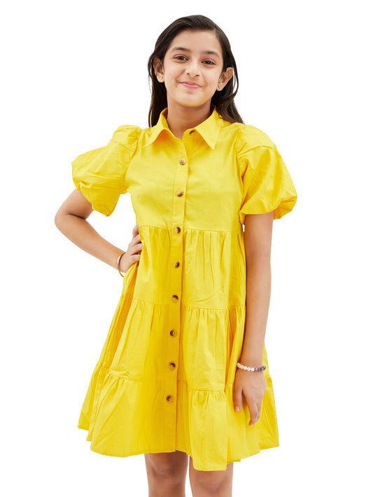 Olele® Lucy Shirt Dress - Turmeric Yellow