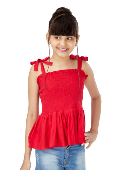 Olele® Girls Smocked Crop Top - Red