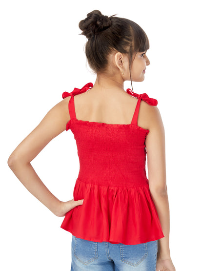 Olele® Girls Smocked Crop Top - Red