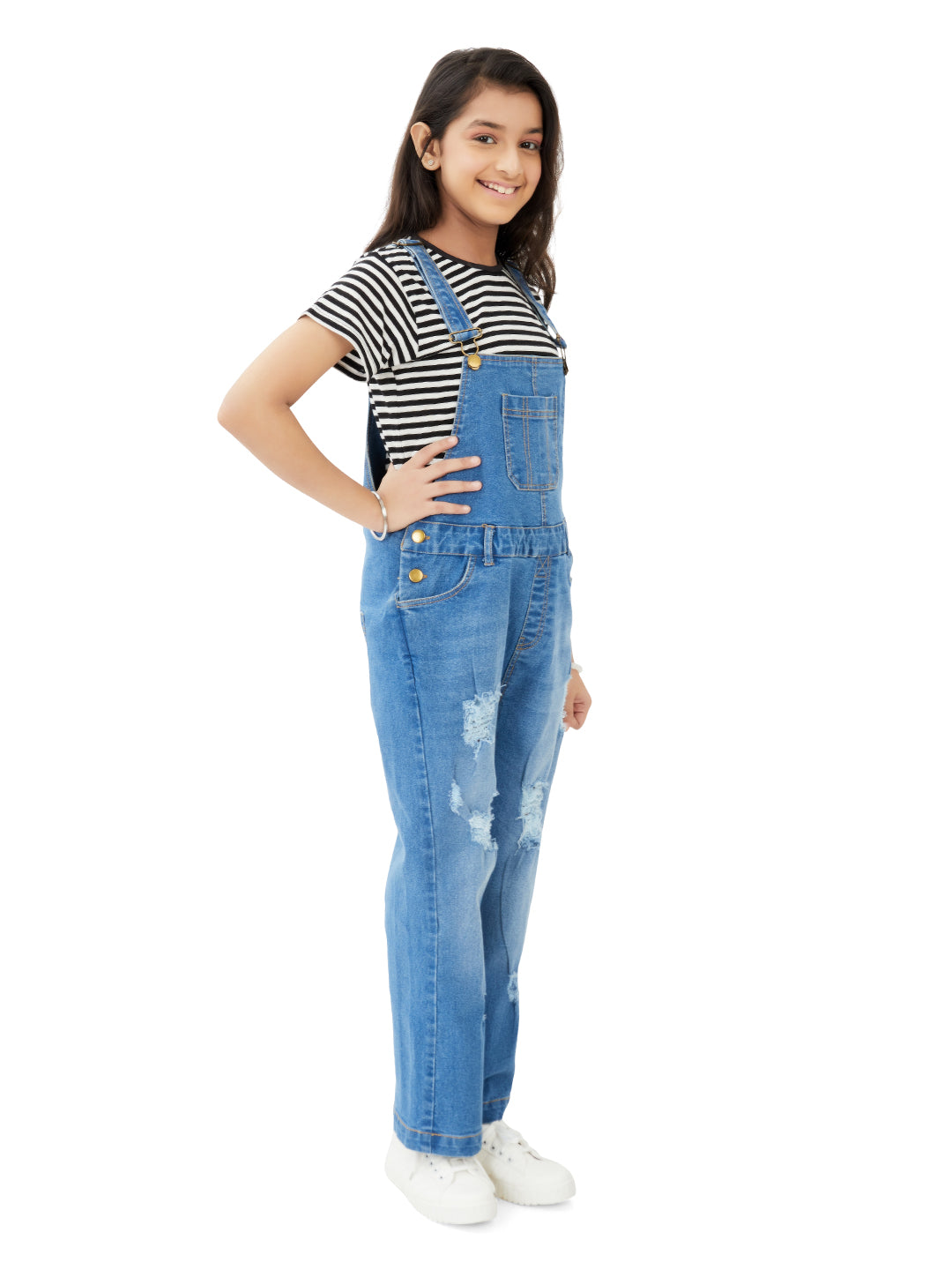 Olele® Girls Butter Scotch Dungaree - Denim