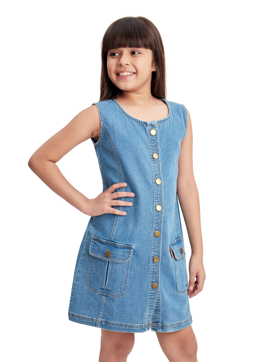 Olele® Girls Ashley A-Line Dress - Cotton Denim