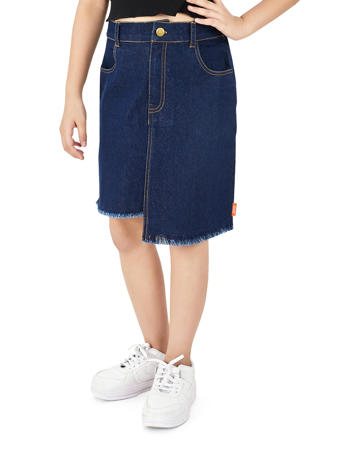 Olele® Girls Daisy Denim Skirt - Blue Indigo