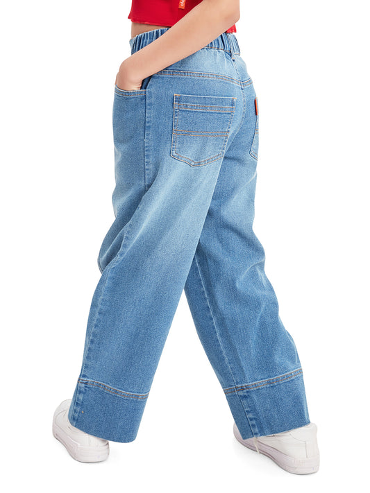 Olele® Girls Retro Front Seam Jeans Pant - Cotton Denim