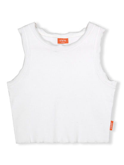 Olele® Girls Cotton Rib Crop Top - White