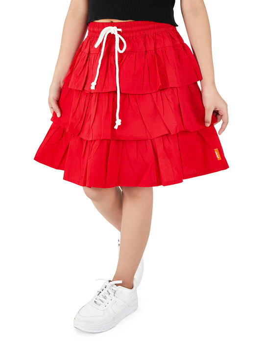 Olele® Girls Roxy Ruffle Skirt - Red Cotton