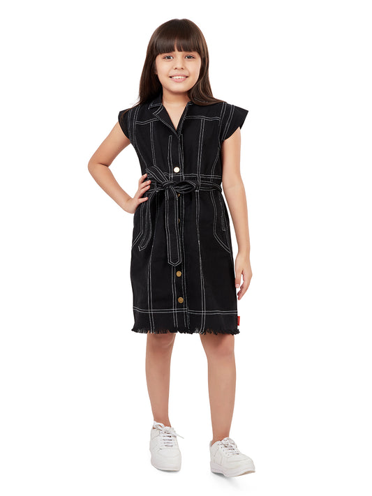 Olele® Girls Melody Dress  - Black Cotton