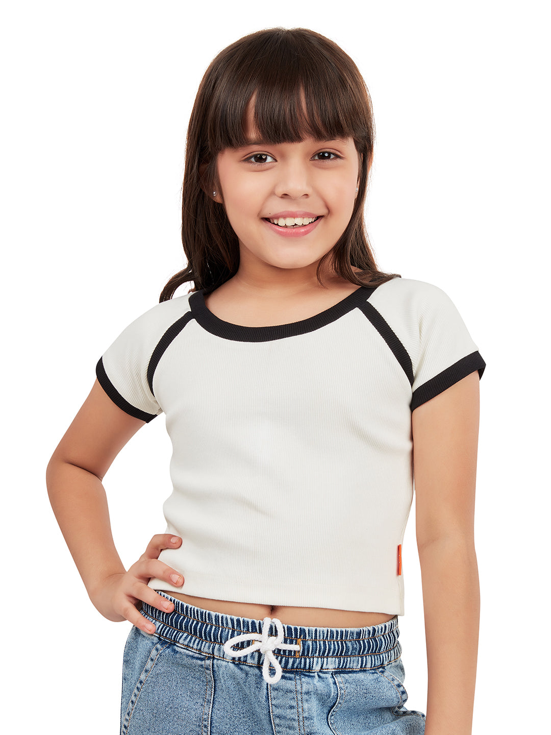 Olele® Girls Piping Art Cotton Crop Top