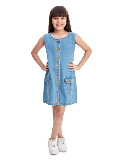 Olele® Girls Ashley A-Line Dress - Cotton Denim