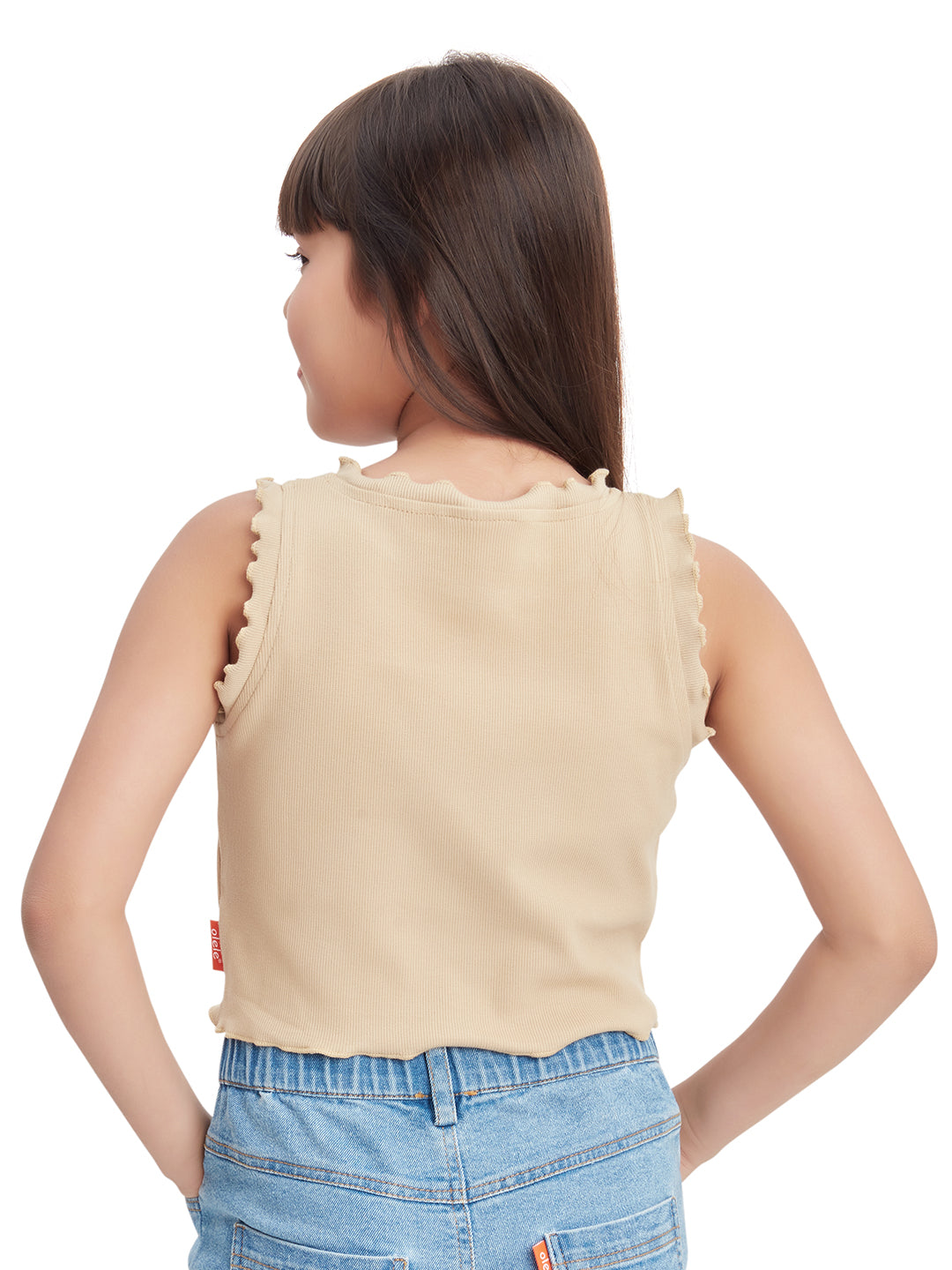 Olele® Girls Cotton Rib Crop Top - Almond Brown