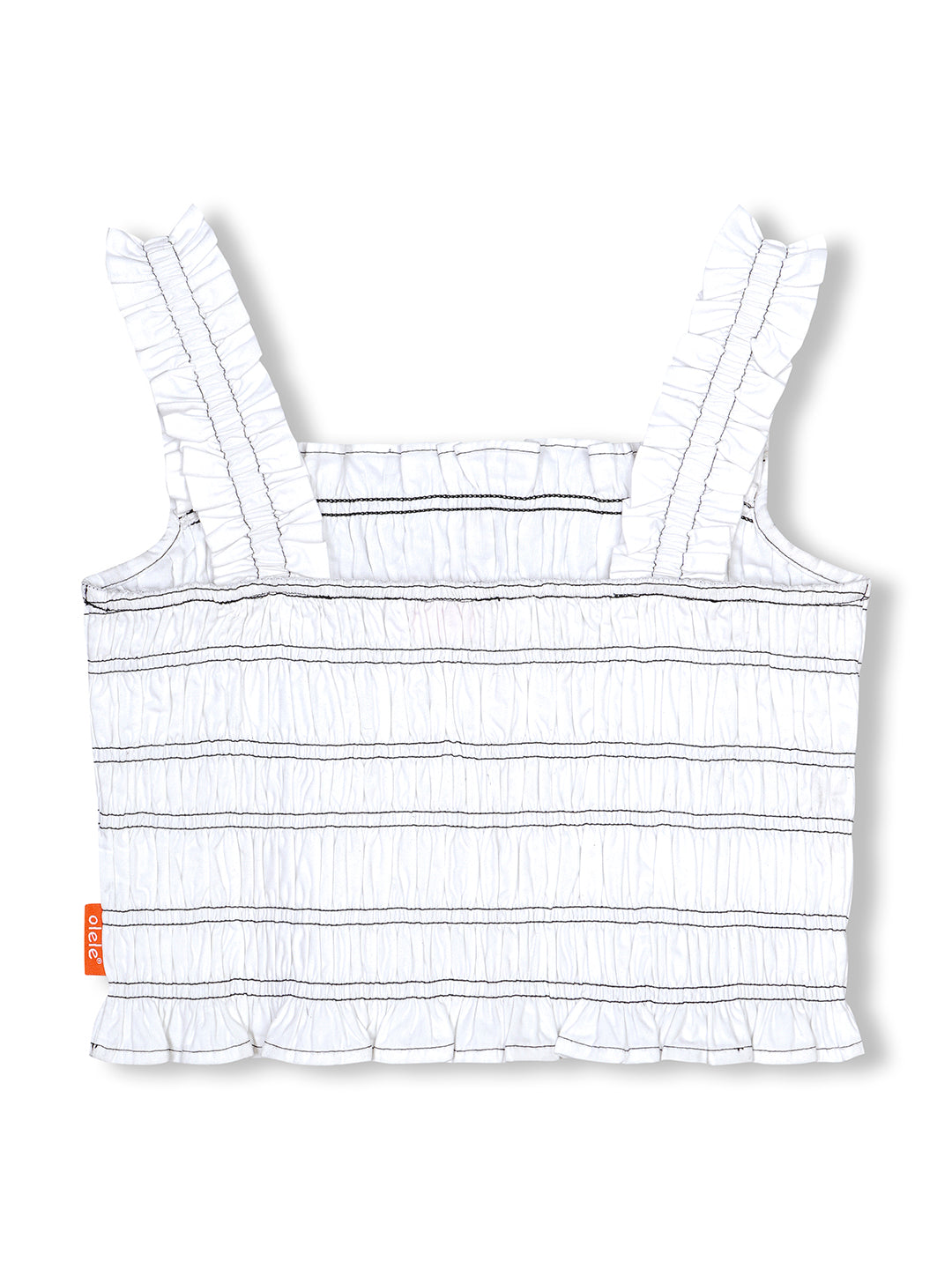 Olele® Girls Skylar Smocked Cotton Crop Top - Bright White