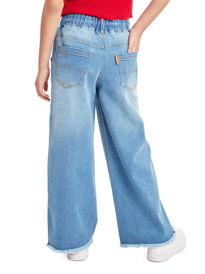 Olele® Girls Pull On Raw Edge Jeans Pant - Cotton Denim