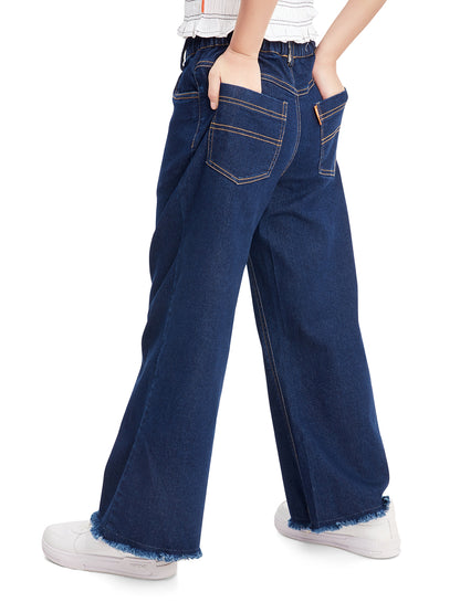 Olele® Girls Wide Leg Baggy Jeans - Cotton Denim