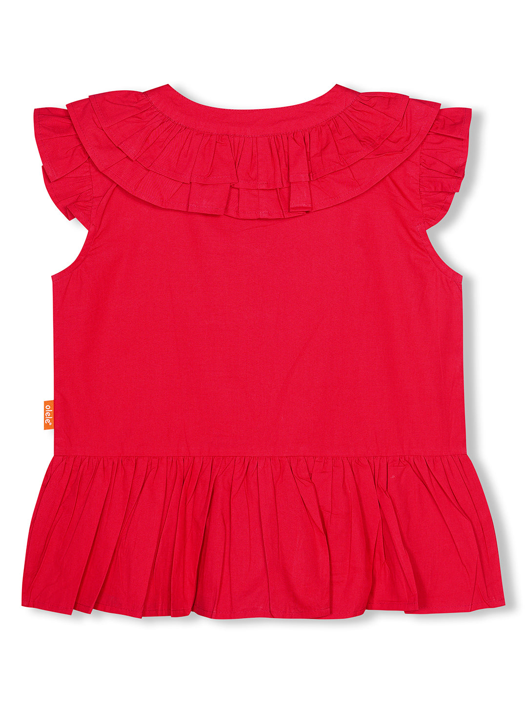 Olele® Victoria Ruffle Cotton Sleeveless Top for Girls - Red