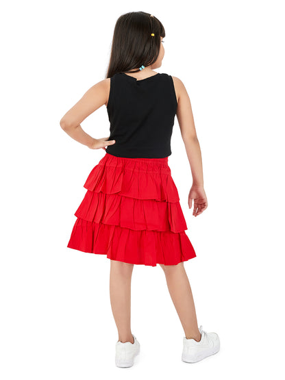 Olele® Girls Roxy Ruffle Skirt - Red Cotton