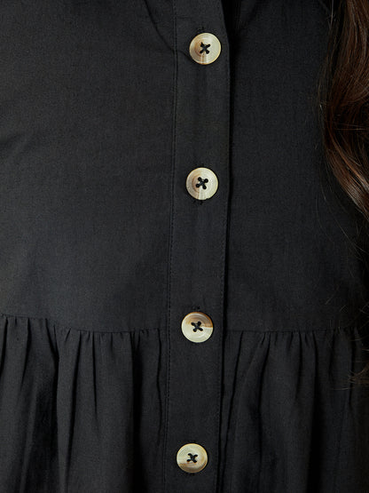 Olele® Stella Dress - Black Cotton Linen