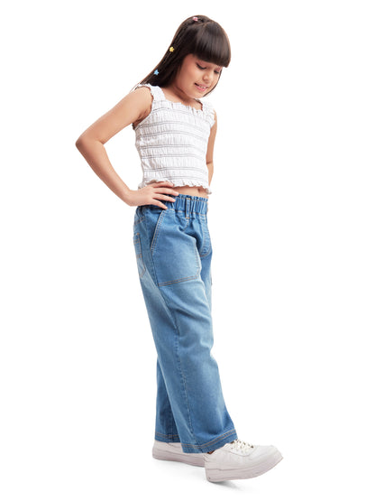 Olele® Girls Pull On Jeans Pant - Cotton Denim