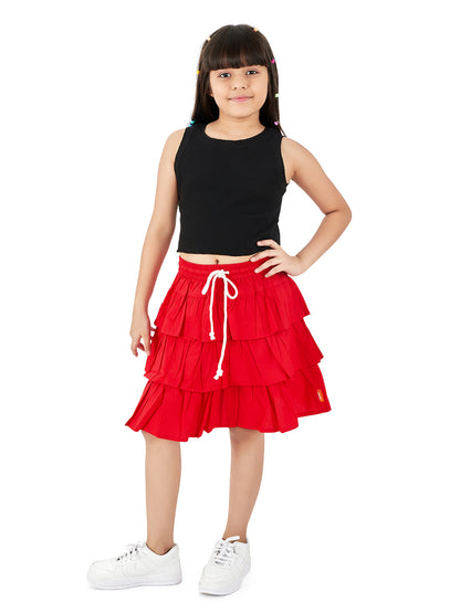 Olele® Girls Roxy Ruffle Skirt - Red Cotton