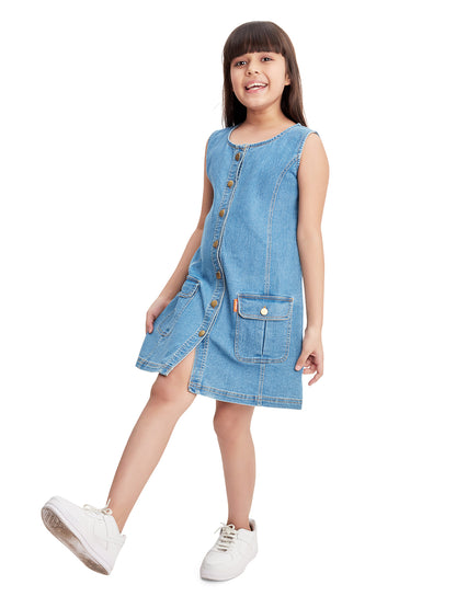 Olele® Girls Ashley A-Line Dress - Cotton Denim