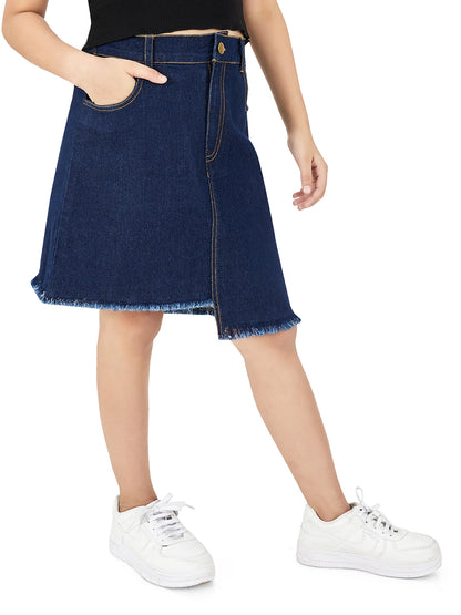 Olele® Girls Daisy Denim Skirt - Blue Indigo