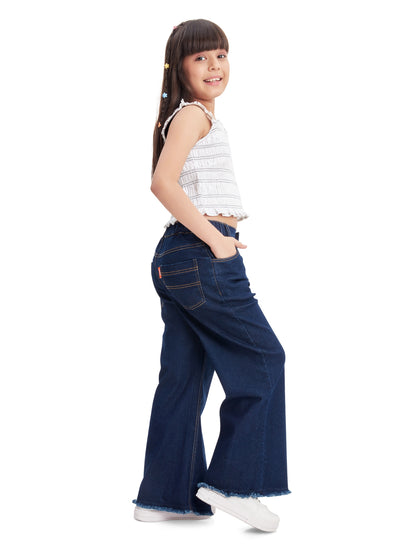 Olele® Girls Wide Leg Baggy Jeans - Cotton Denim