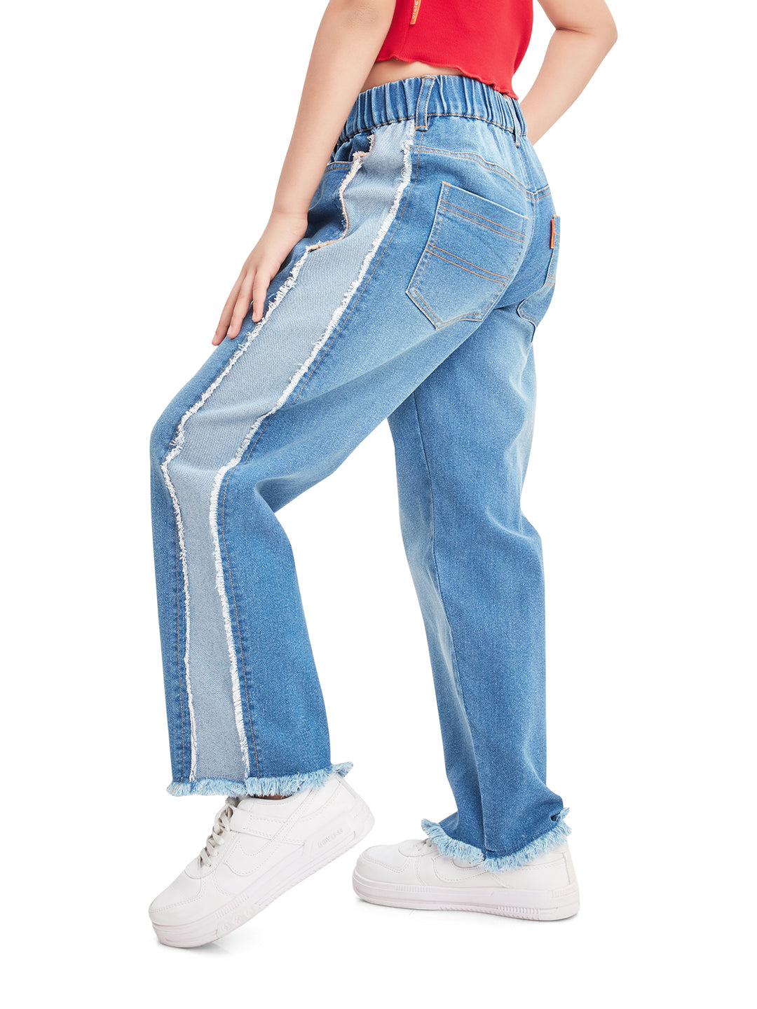 Olele® Girls Down Town Relaxed Fit Jeans Pant - Cotton Denim