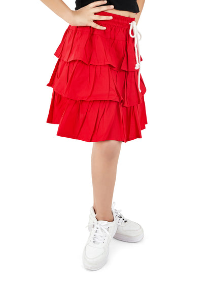 Olele® Girls Roxy Ruffle Skirt - Red Cotton