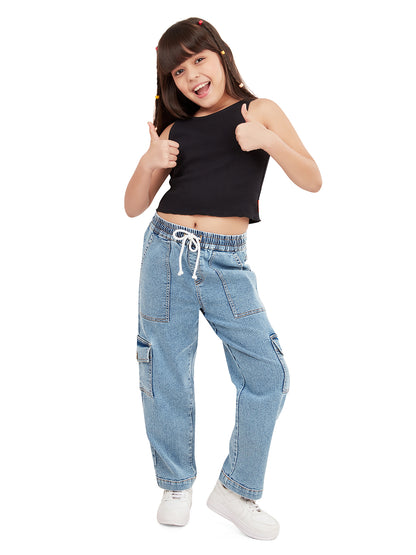 Olele® Girls Camila Cargo Pant - Cotton Denim