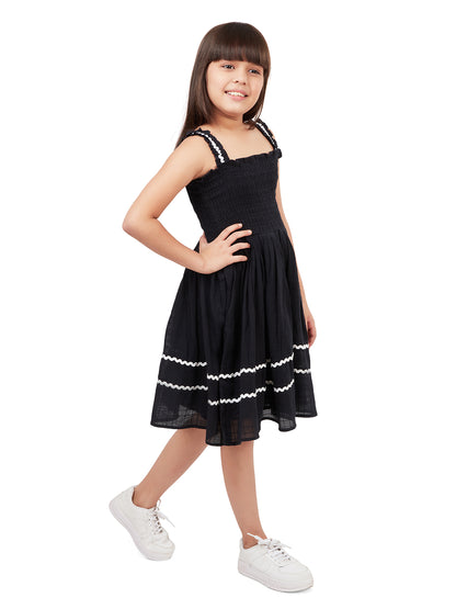 Olele® Girls Cindy Smocked Sleeveless Lace Dress - Black