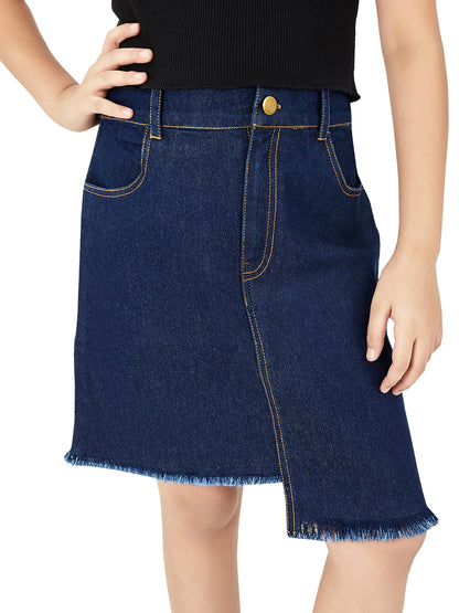 Olele® Girls Daisy Denim Skirt - Blue Indigo