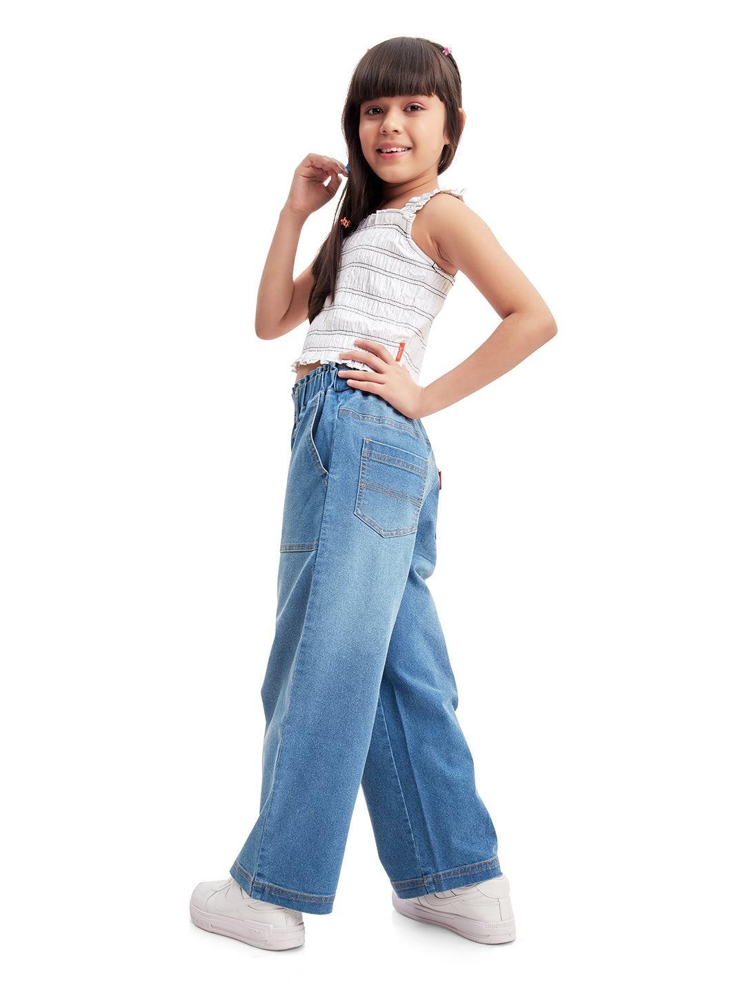 Olele® Girls Pull On Jeans Pant - Cotton Denim