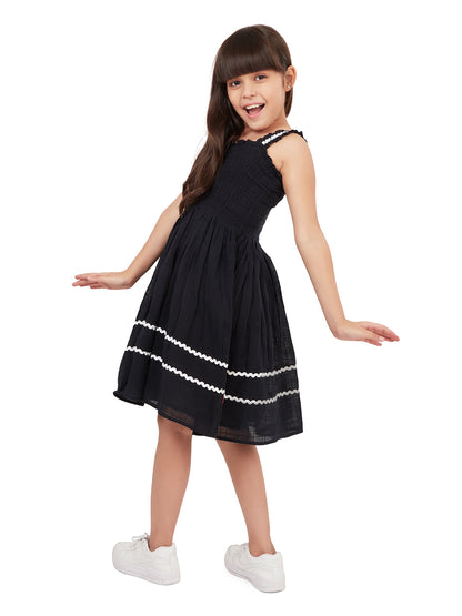 Olele® Girls Cindy Smocked Sleeveless Lace Dress - Black